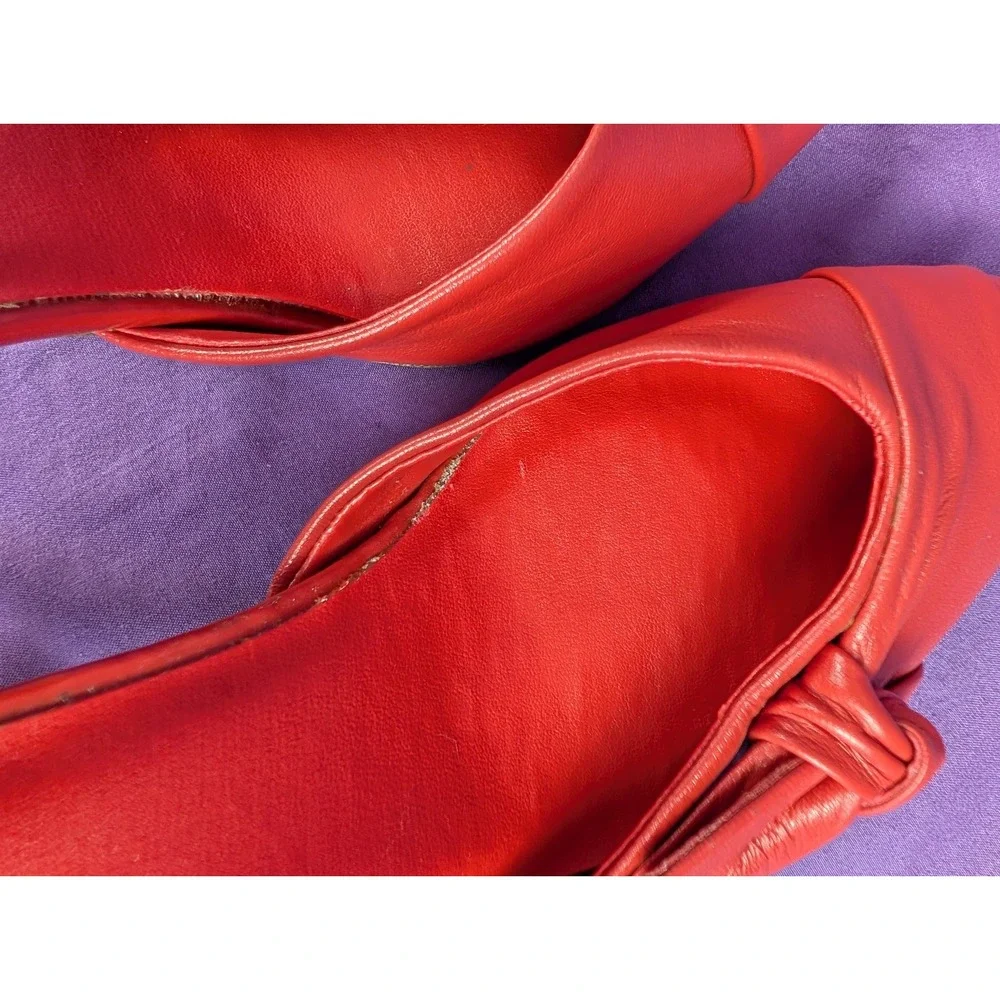 Seychelles Leather Raquel Red Sz 8 Goth Pointed Toe Layered Bow Slip on 3